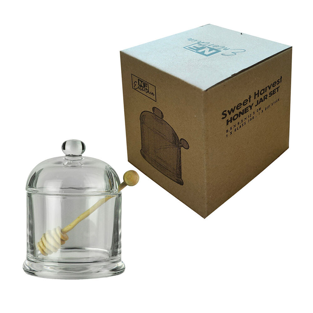 2PK NF Living Honey Jar Set Glass 10x10x13cm Solid Clear