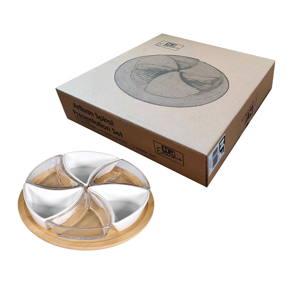 NF Living Pinwheel Serving Set Tray 25x4cm Solid Wood