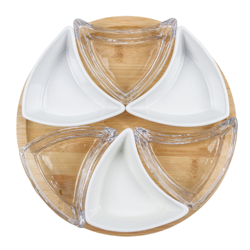 NF Living Pinwheel Serving Set Tray 25x4cm Solid Wood