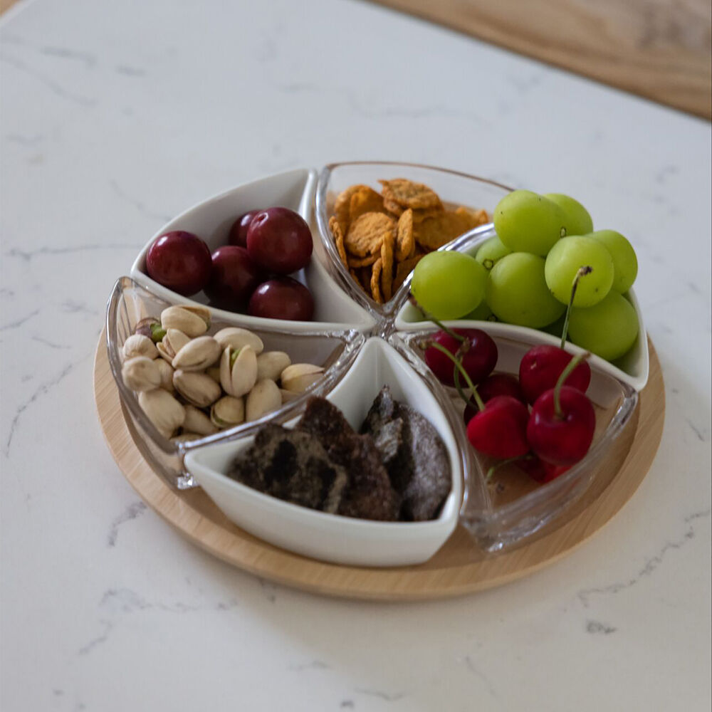 NF Living Pinwheel Serving Set Tray 25x4cm Solid Wood