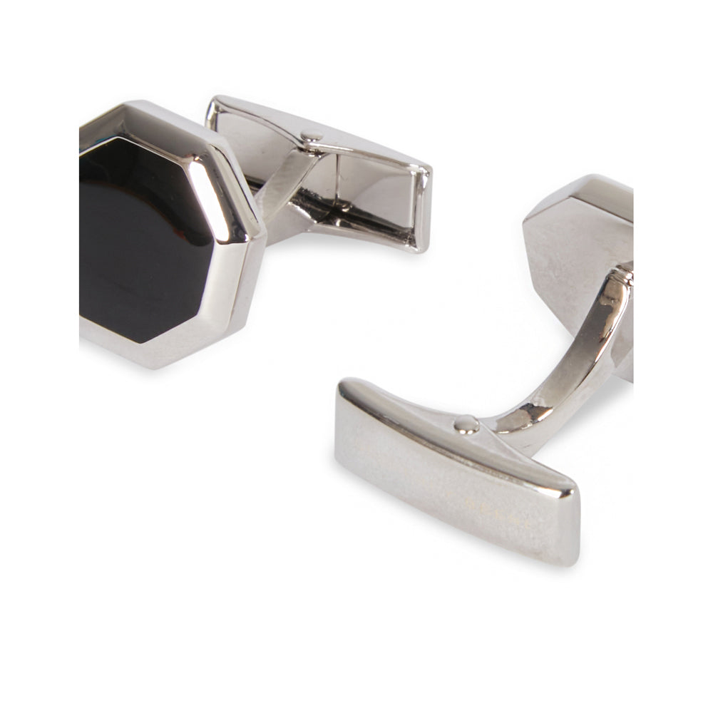 Geoffrey Beene Mens Formal Metal Alloy Hexagonal Cufflink - Silver