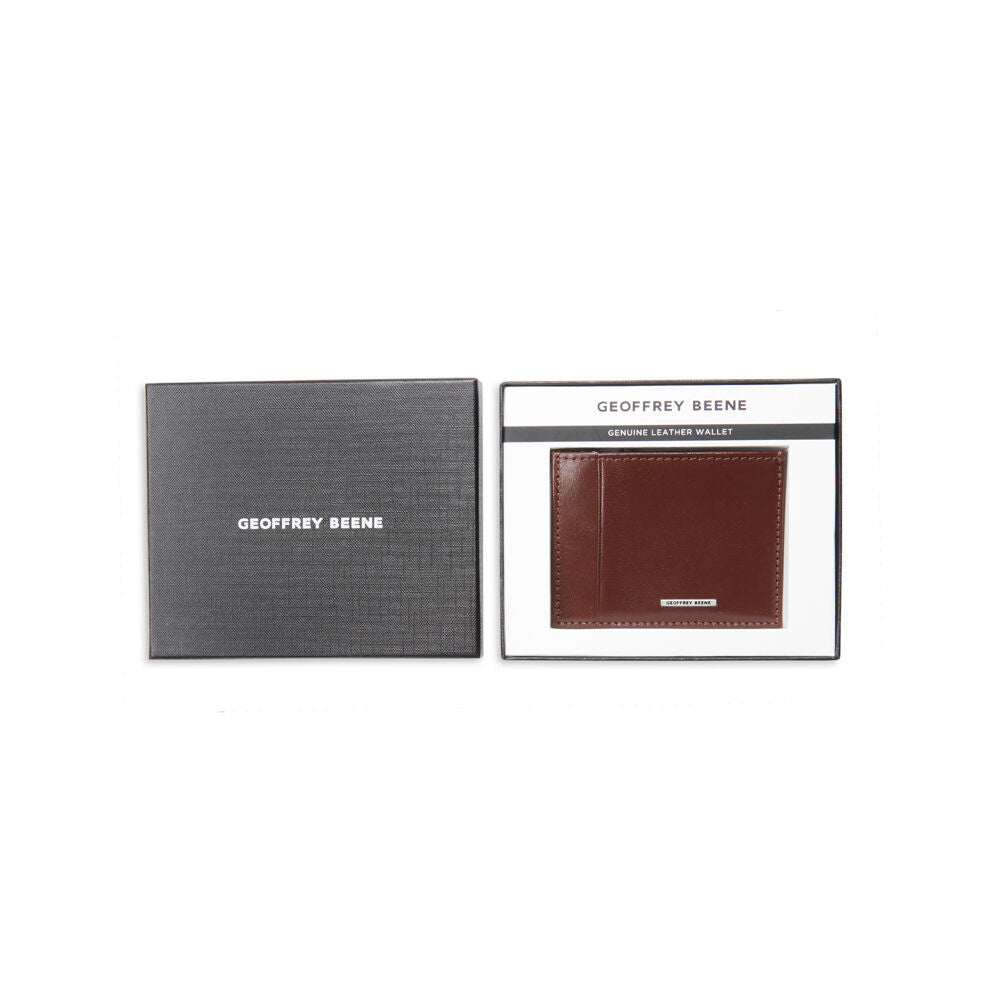 Geoffrey Beene Leather Slim Credit Card Wallet - Tan