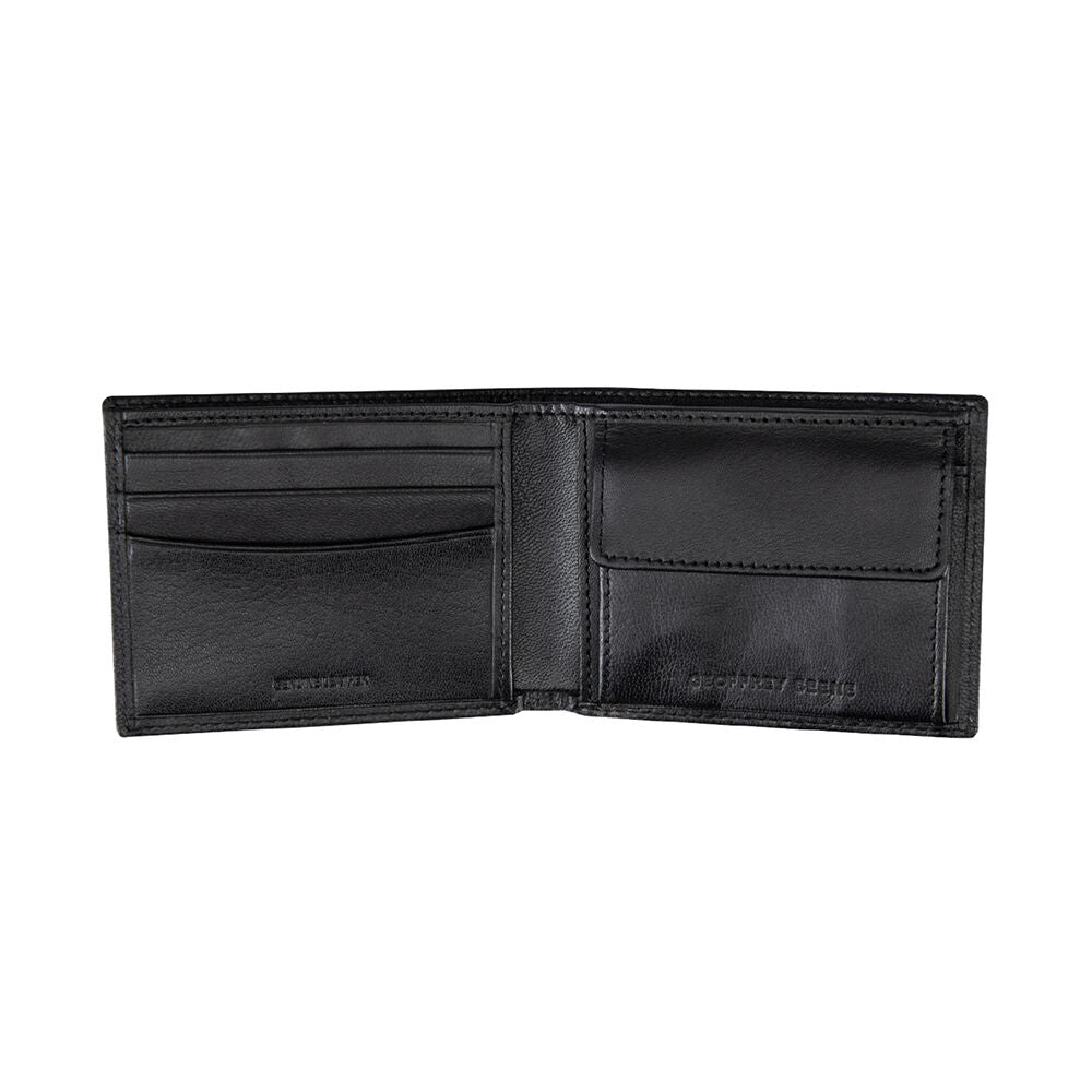 Geoffrey Beene Leather Bi-Fold Wallet w/ Coin Pouch - Black