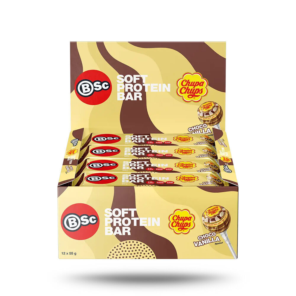 2x 12PK BSc x Chupa Chups Soft High Protein Bar 55g Serve Chocolate Vanilla