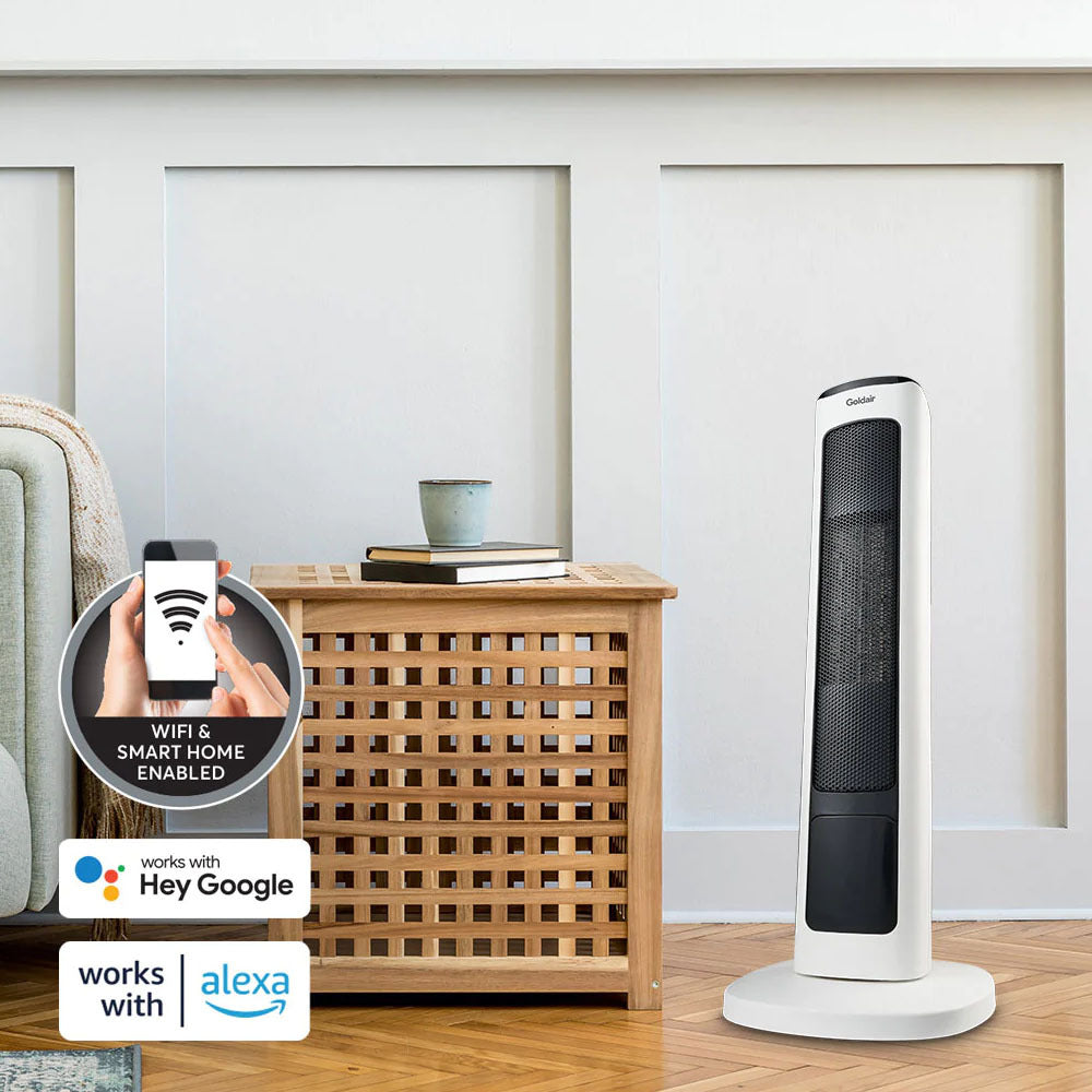 Goldair 2000W Electric Ceramic Tower Heater With Wifi White