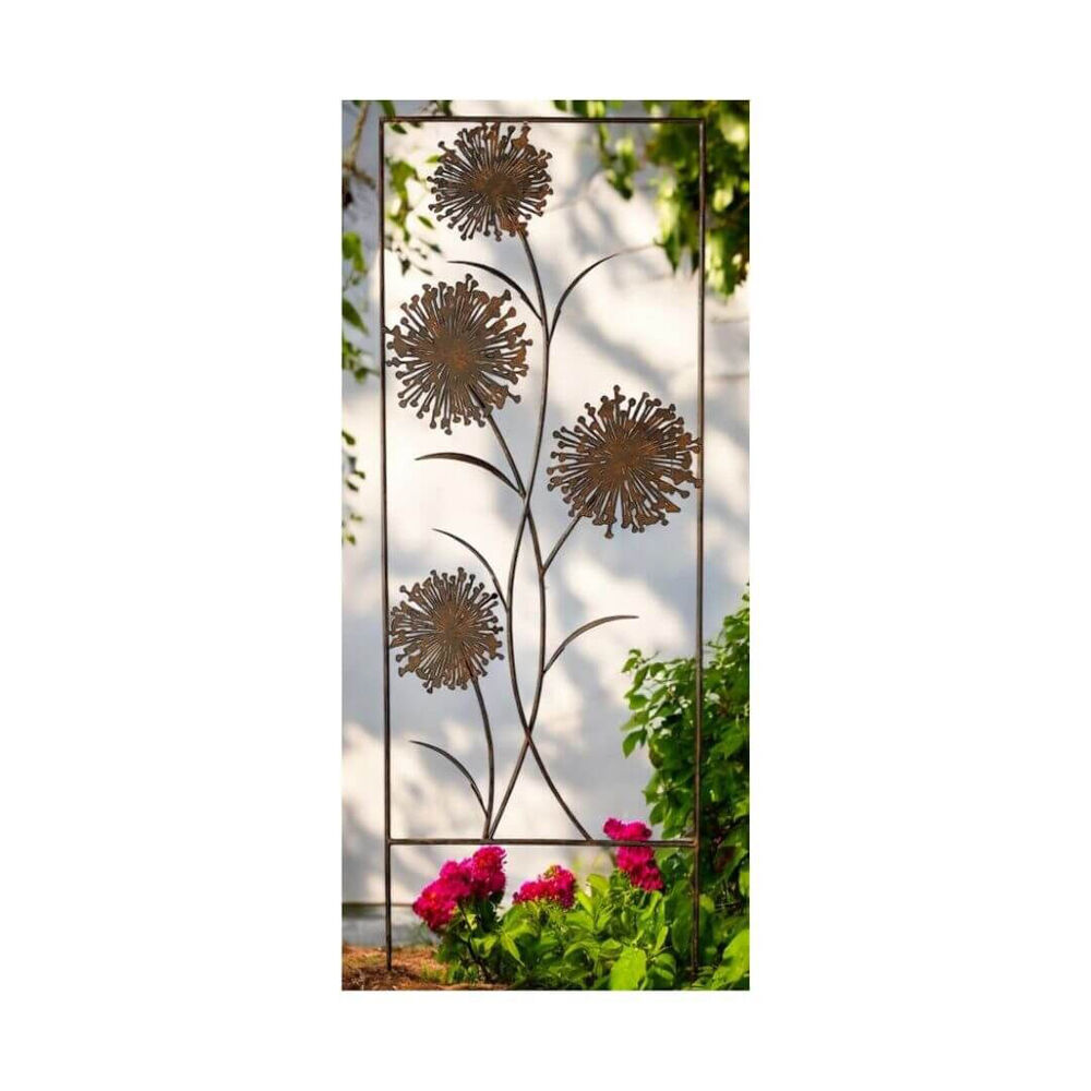 Darlin Dandelion Garden Art Panel 116.25x31.25cm Matte Rust Finish