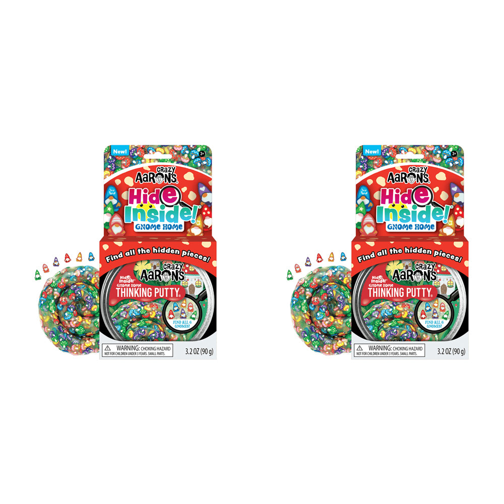 2PK Crazy Aarons Thinking Putty Gnome Home Hide Inside Toy 10cm 3y+