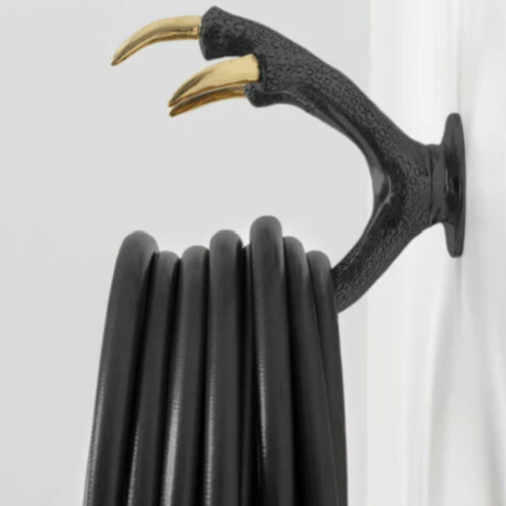 Garden Glory Claw Wall Mount Hose Holder - Black/Brass