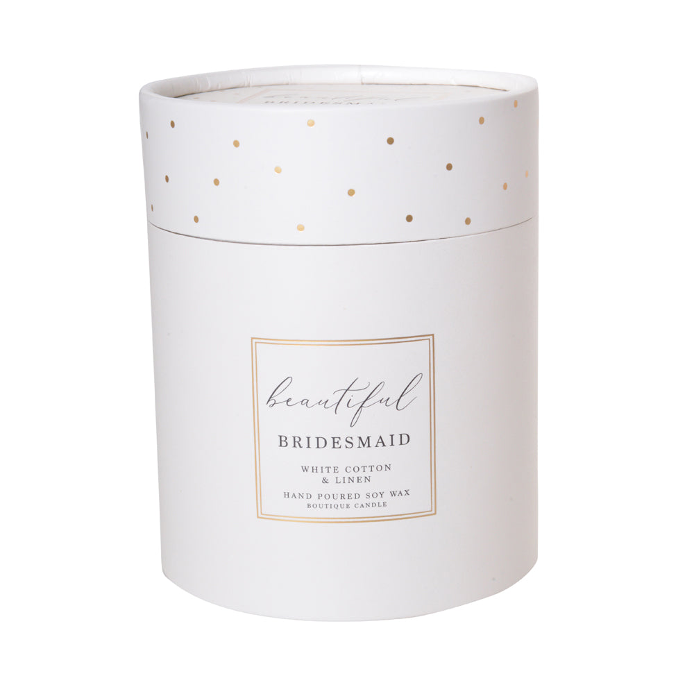 Gibson Gifts Jewelled Scented Candle White Cotton/Linen Scent - Bridesmaid