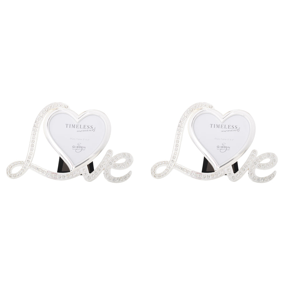 2PK Gibson Gifts Love Heart 3x3'' Photo Frame Home Decor Silver