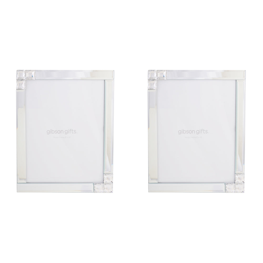 2PK Gibson Gifts Mirror Crystal 8x10'' Photo Frame Decor White