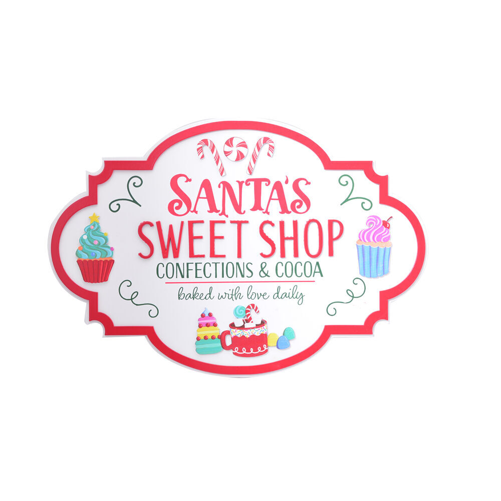 2PK Gibson Gifts Santa's Sweet Shop Christmas Decoration Plaque 10x355x245mm