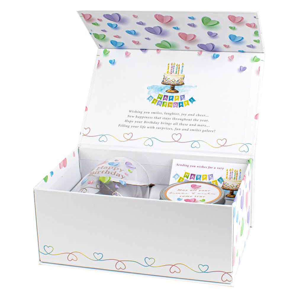 4pc Happy Birthday 520ml Stemless Glass Tumbler & Candle Vanilla Scent Set