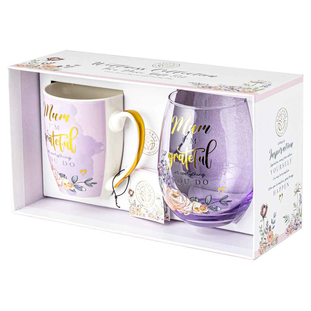 2pc Mum 400ml/600ml Mug & Stemless Wine Glass Set