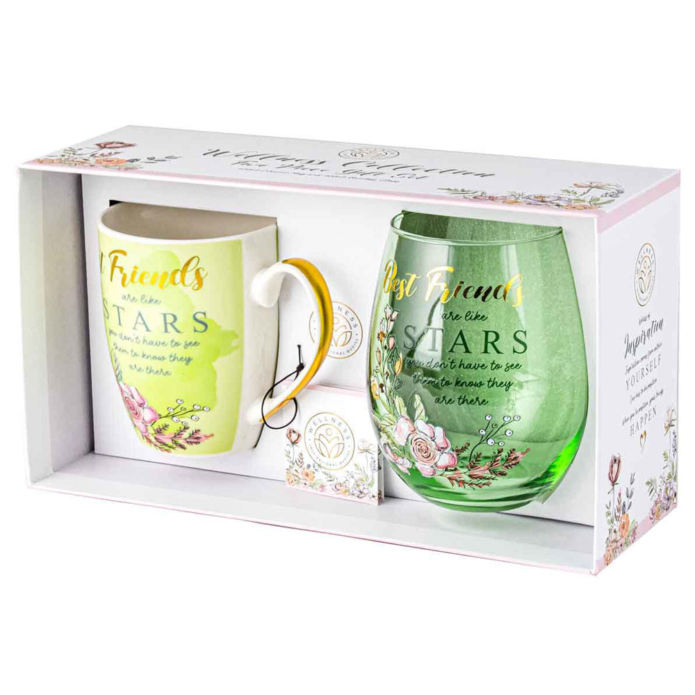 2pc Best Friends 400ml/600ml Mug & Stemless Wine Glass Set