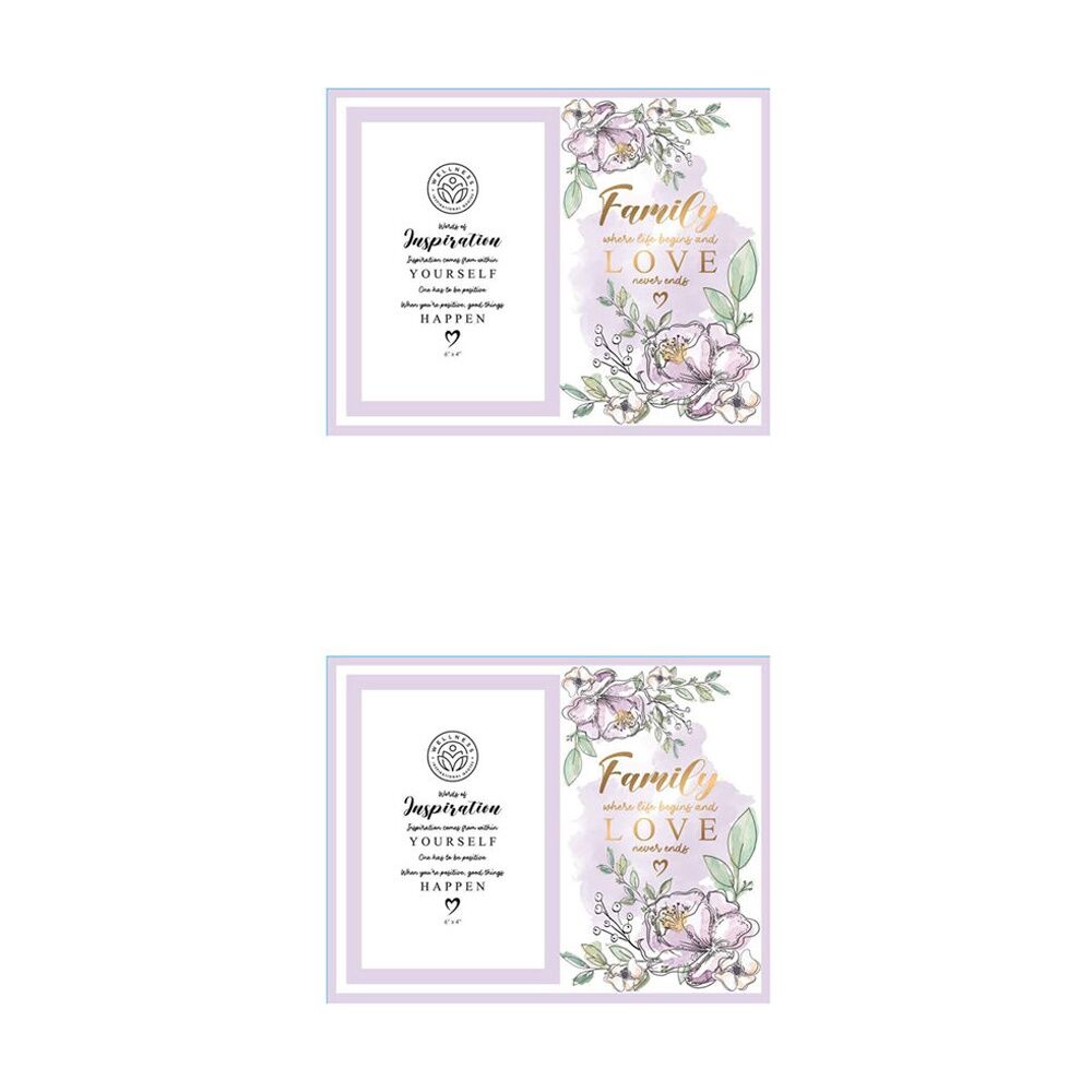 2PK LMD Glass Family Wellness Photo Frame Decor 29x15cm