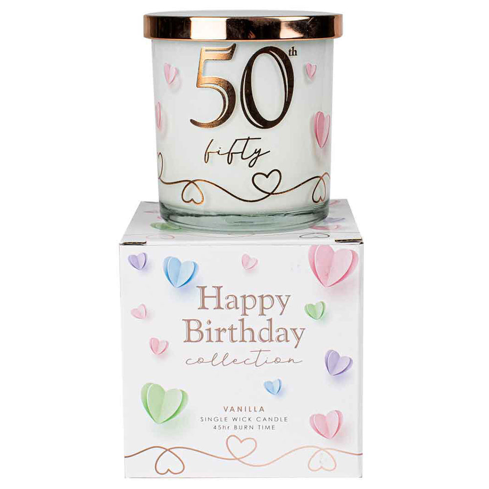 50th Candle Vanilla 45hr Burn Time 9 x 8cm Keepsake Gift Set
