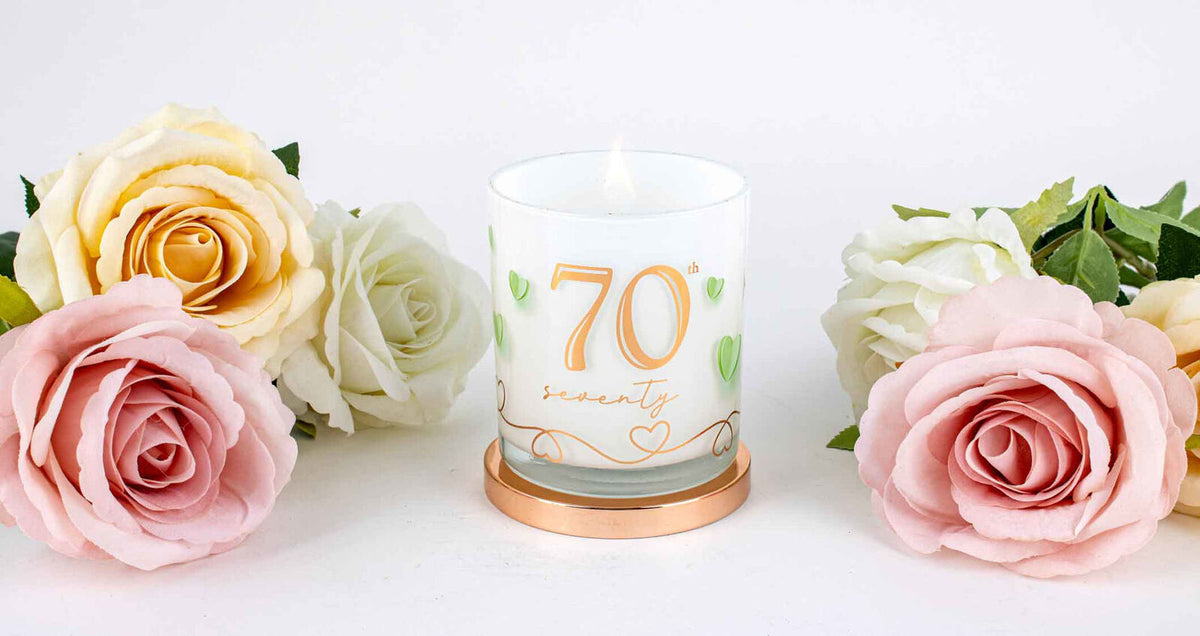 70th Candle Vanilla 45hr Burn Time 9 x 8cm Keepsake Gift Set