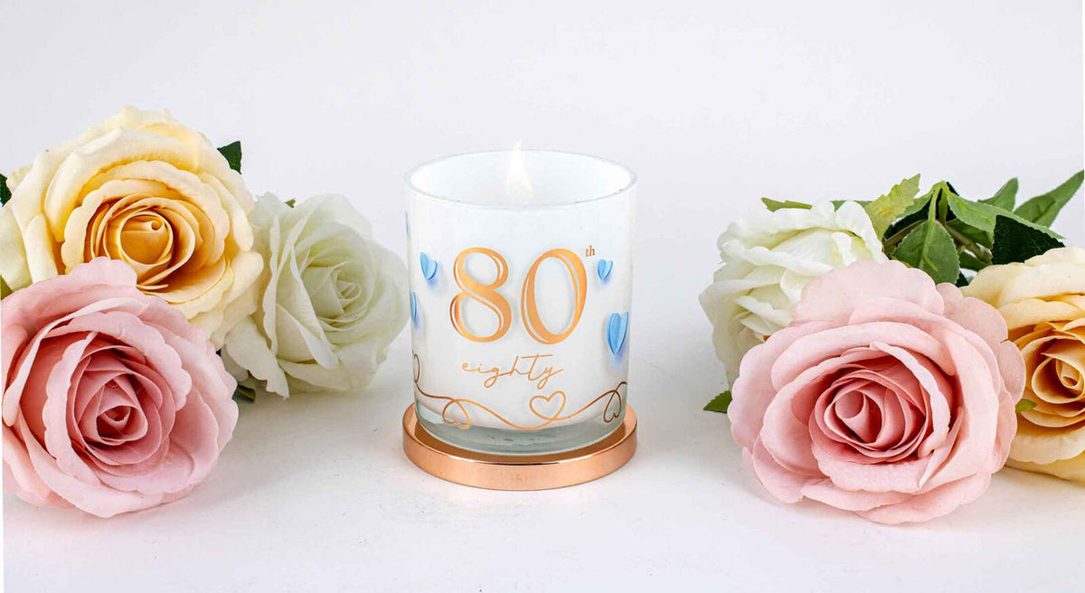 80th Candle Vanilla 45hr Burn Time 9 x 8cm Keepsake Gift Set
