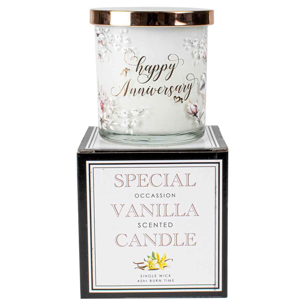 Glass Anniversary Candle w/ Gold Lid Base Round 9cm