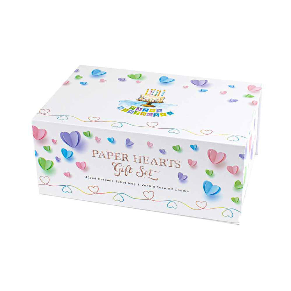 Ceramic Mug 400ml & Candle Paper Hearts 21st Birthday Gift Set