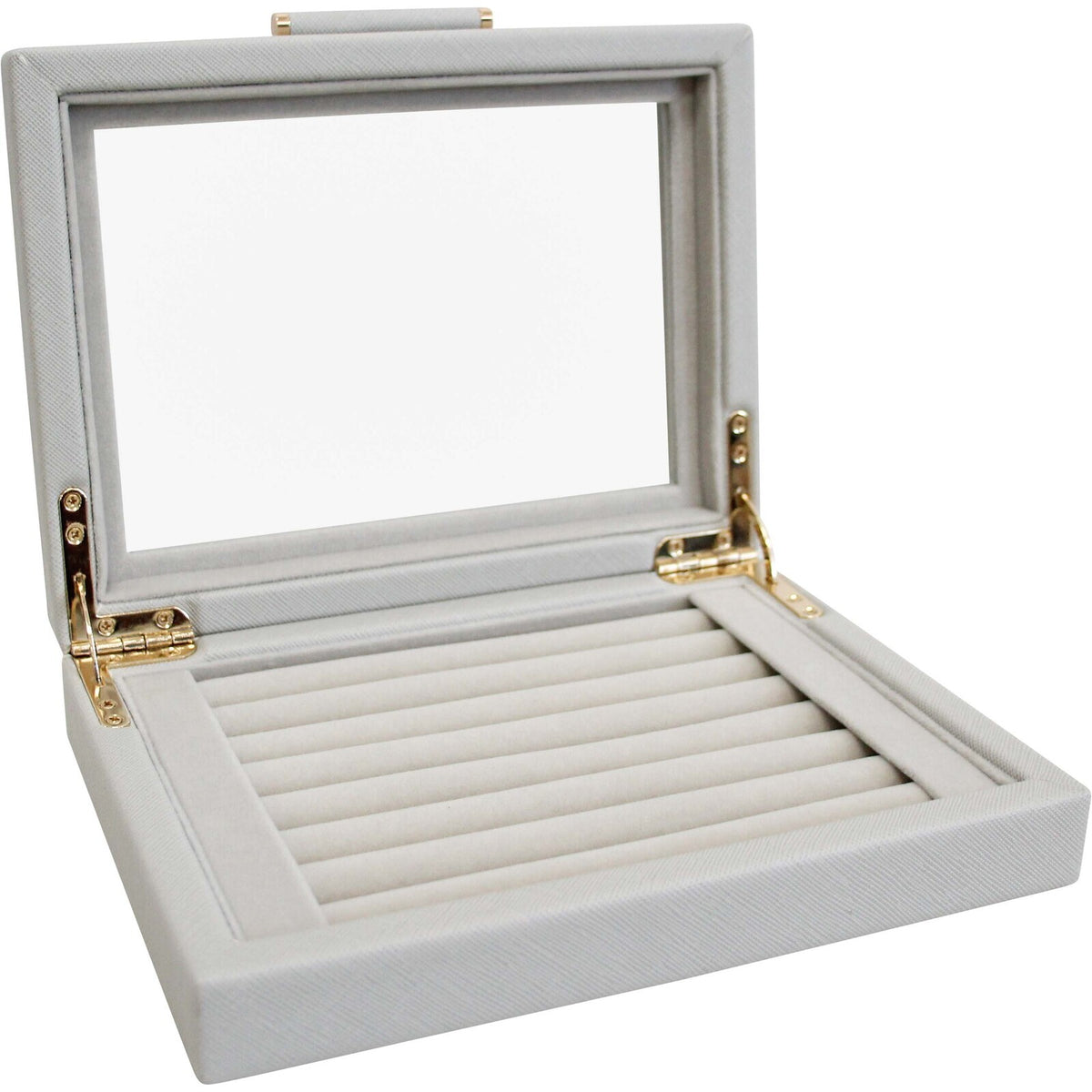 LVD MDF Glass 20x15.5cm Jewellery Ring Box Storage Rectangle - Dove