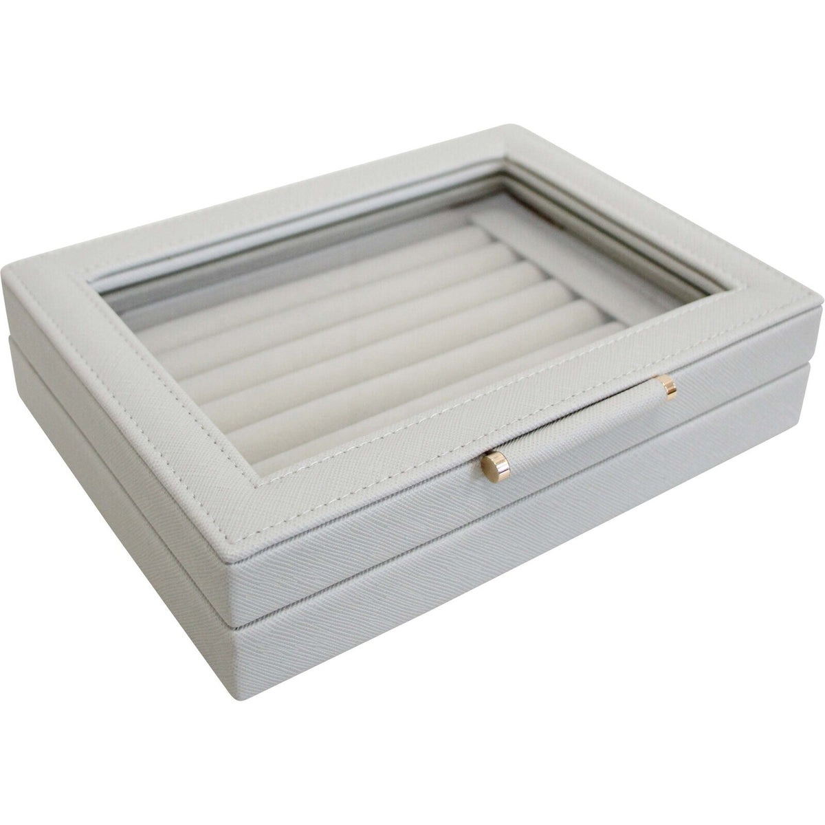 LVD MDF Glass 20x15.5cm Jewellery Ring Box Storage Rectangle - Dove