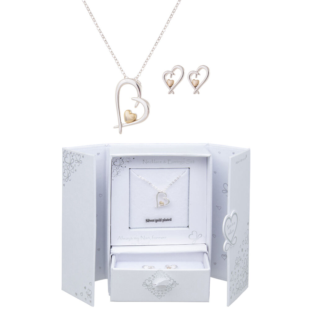 Gibson Gifts Equilibrium Nan Silver/Gold Necklace & Earrings Set
