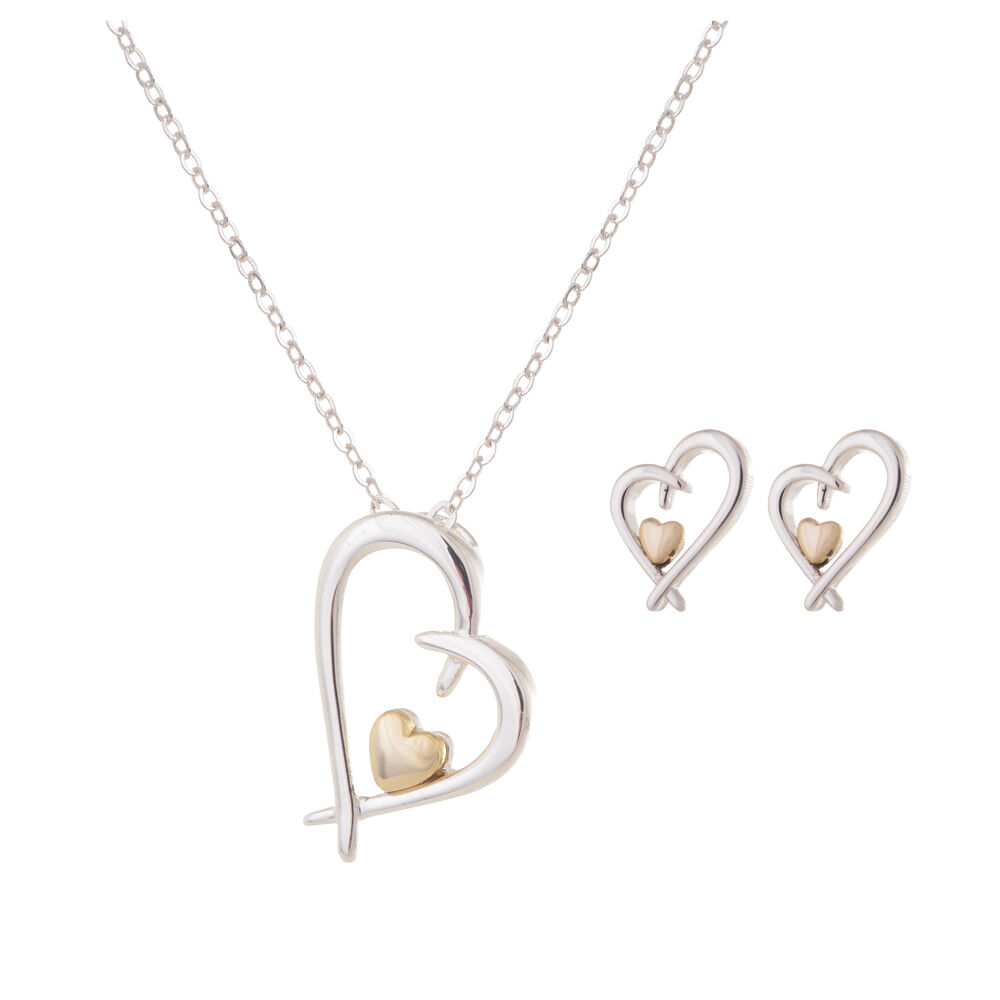 Gibson Gifts Equilibrium Nan Silver/Gold Necklace & Earrings Set