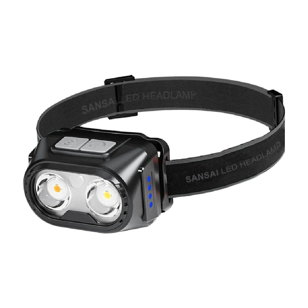 2PK Sansai Rechargeable Motion Sensor LED Headlamp w/ Adjustable Band 5.8x4x3.5cm