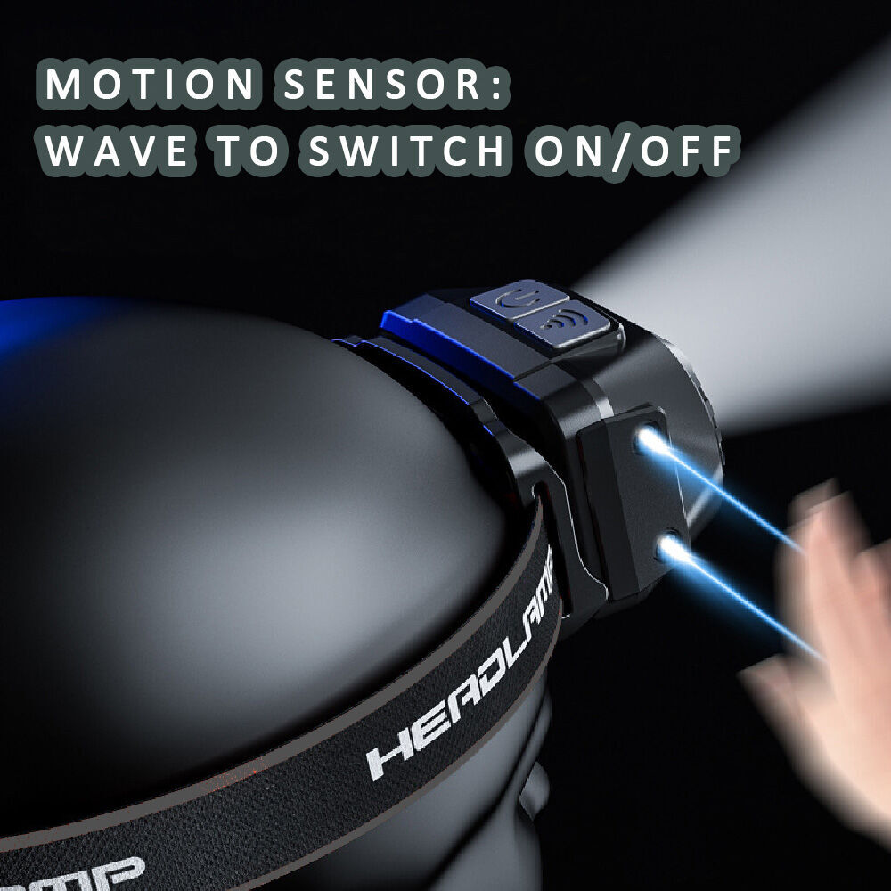 2PK Sansai Rechargeable Motion Sensor LED Headlamp w/ Adjustable Band 5.8x4x3.5cm