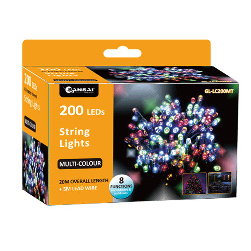Sansai AC Powered 200 LED 20m Party Lights - Multi Colour