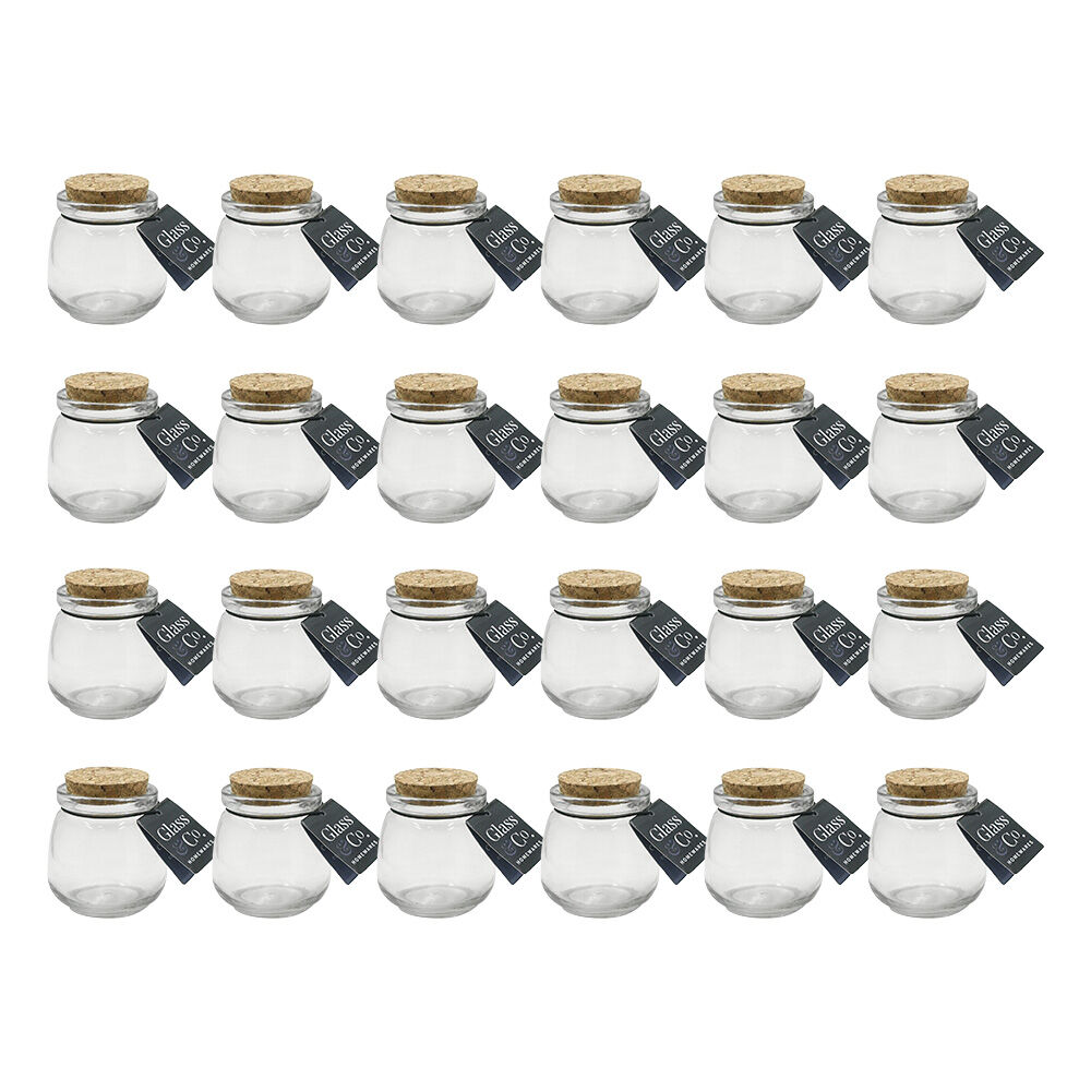 24PK Glass & Co Courtney 120ml Glass Jar w/ Cork Lid - Clear