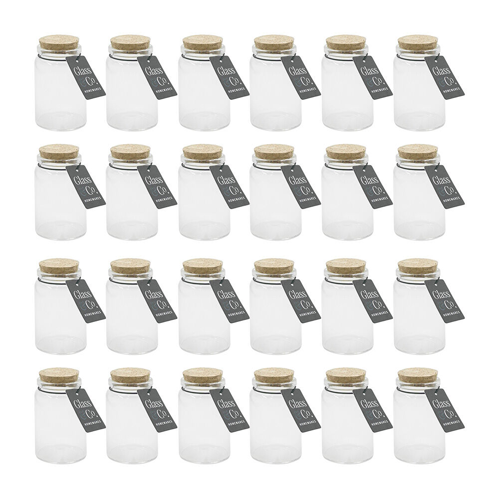 24PK Glass & Co Courtney 90ml Glass Jar w/ Cork Lid - Clear