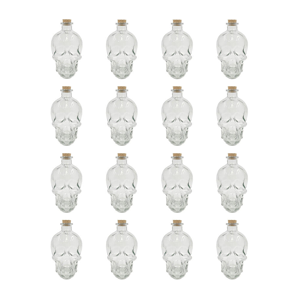 16PK Glass & Co Large 800ml Glass Skull Bottle w/ Cork Lid - Clear