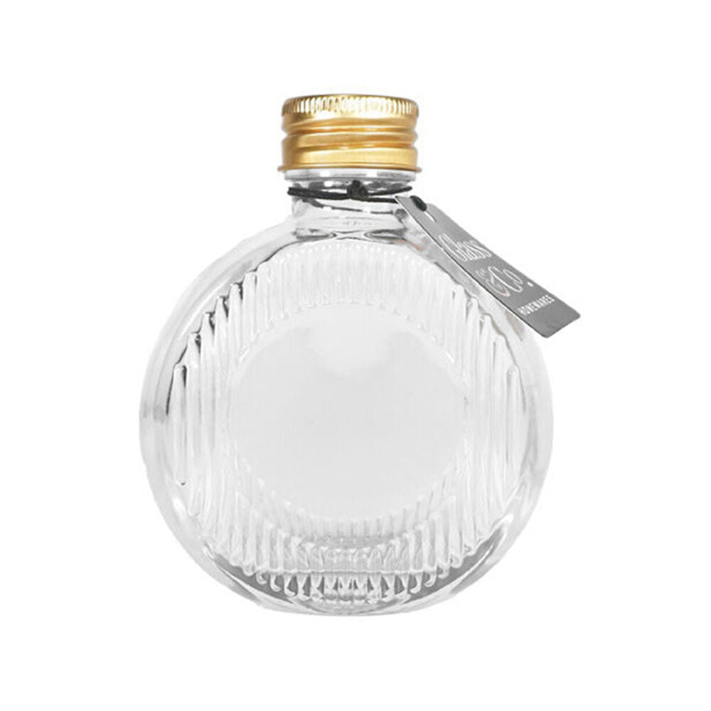 24PK Glass & Co Flat Round Gold Lid Bottle Storage Jar 120ml Clear