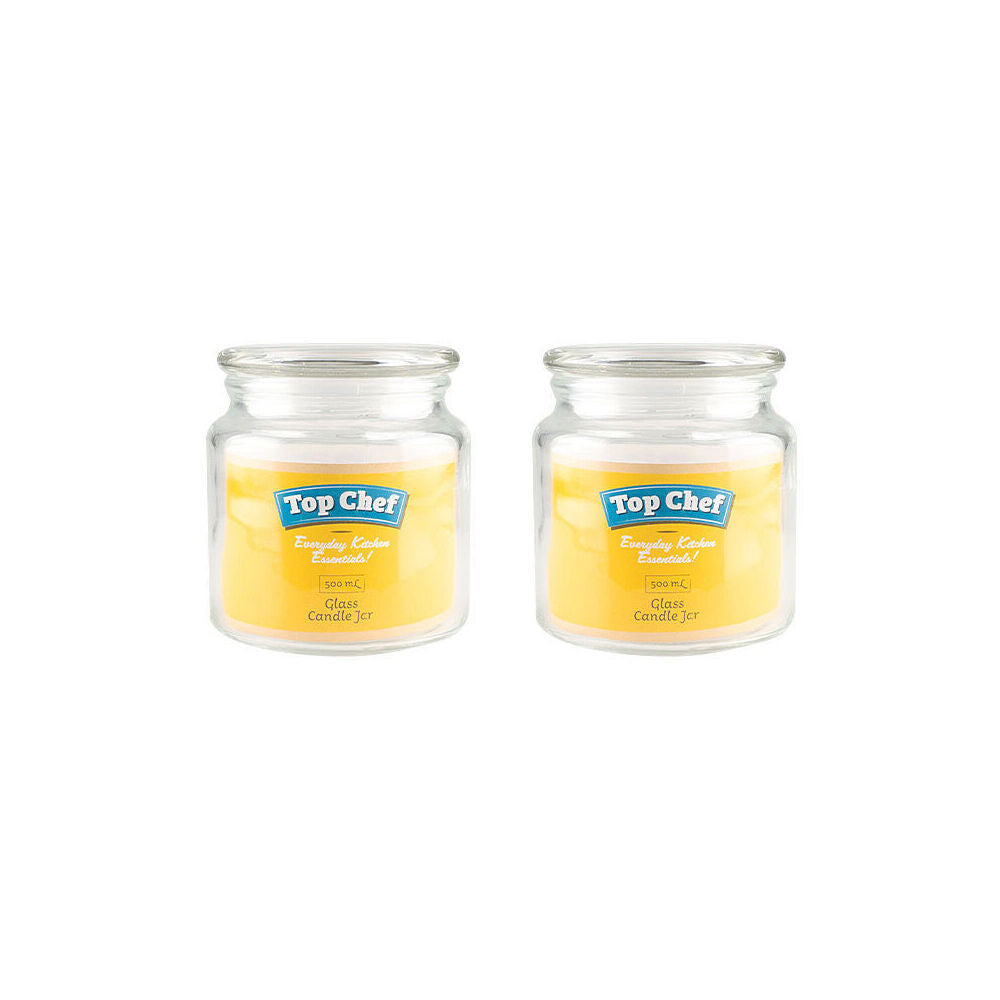 24PK Topchef Small Round Empty Glass Candle Jar w/ Lid 550ml Clear