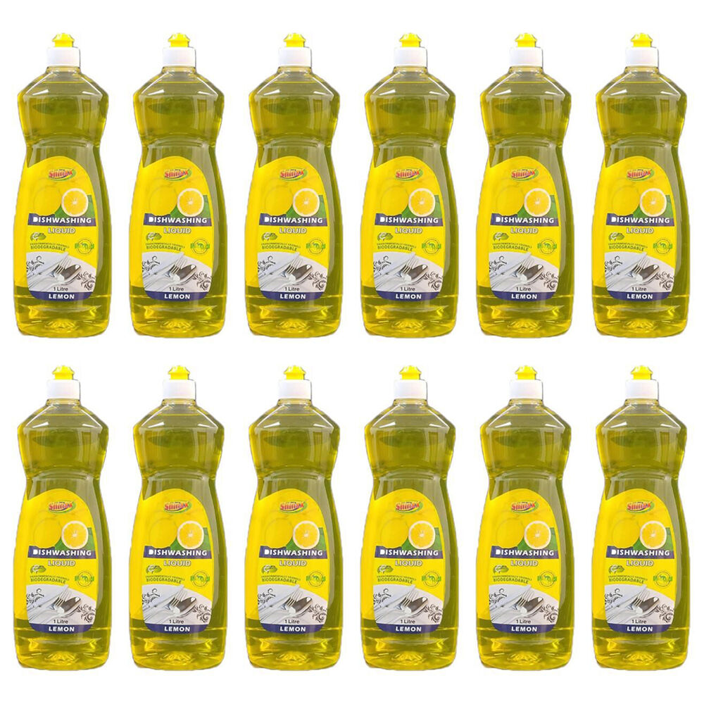 12PK Shinax Dishwashing Liquid Dish Detergent w/ Fresh Lemon Fragrance 1L