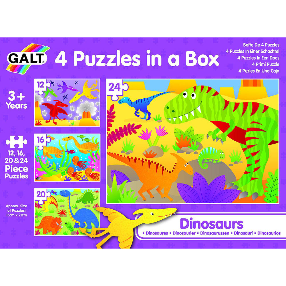 Galt 4 Puzzles In A Box Farm/Vehicles/Dinosaurs Kids Toy 3y+
