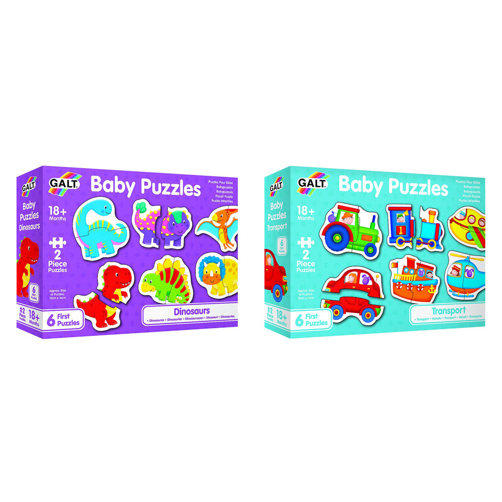4pc Galt Baby Puzzles Dinosaurs/Transport Learning Game Toy 18m+