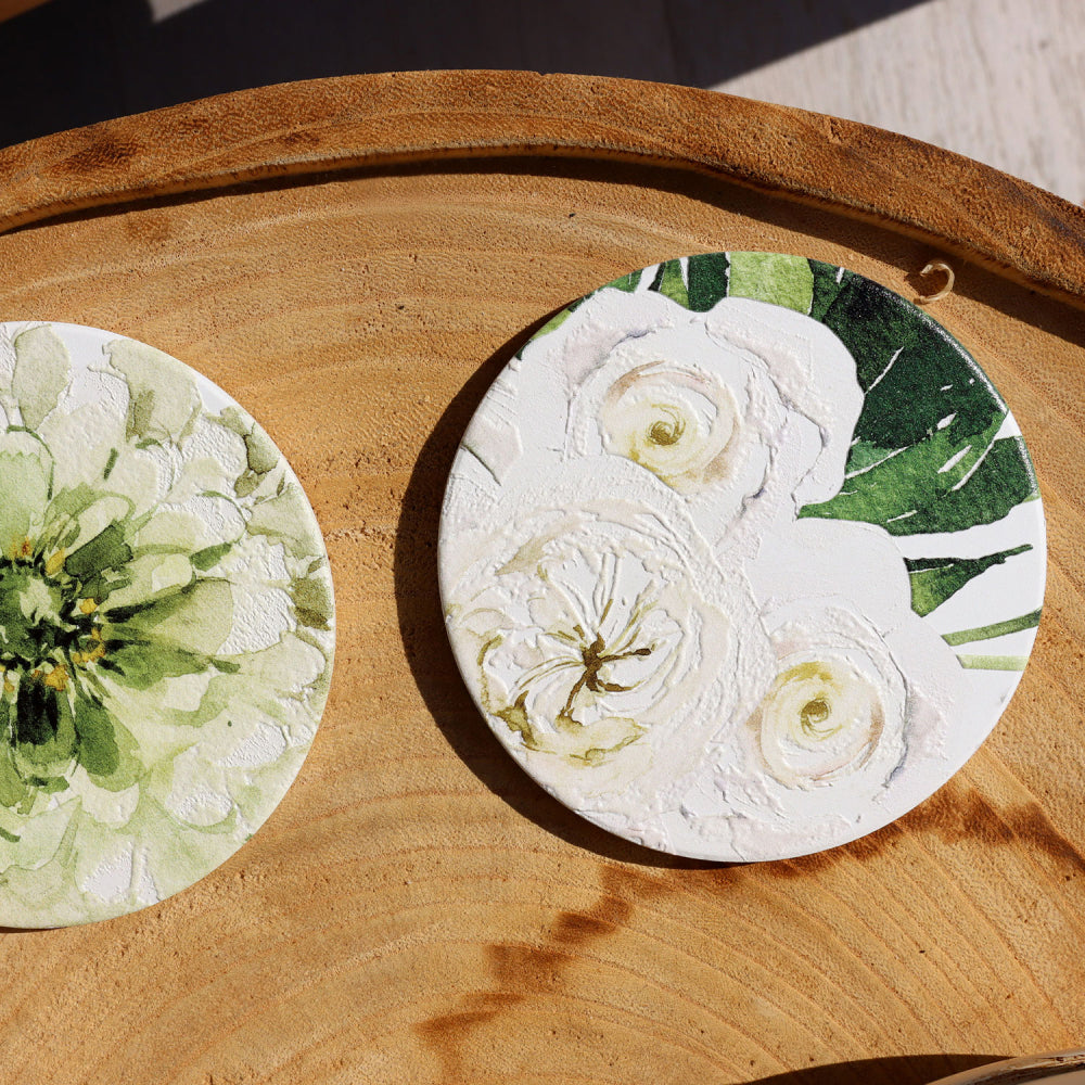 8PK Splosh Greenhouse 11cm Ceramic Rose Coaster Drink Mat Round