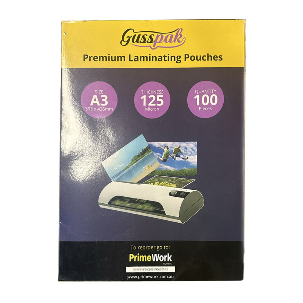 400pc Gusspak A3 Laminating Pouches 125 Micron Gloss