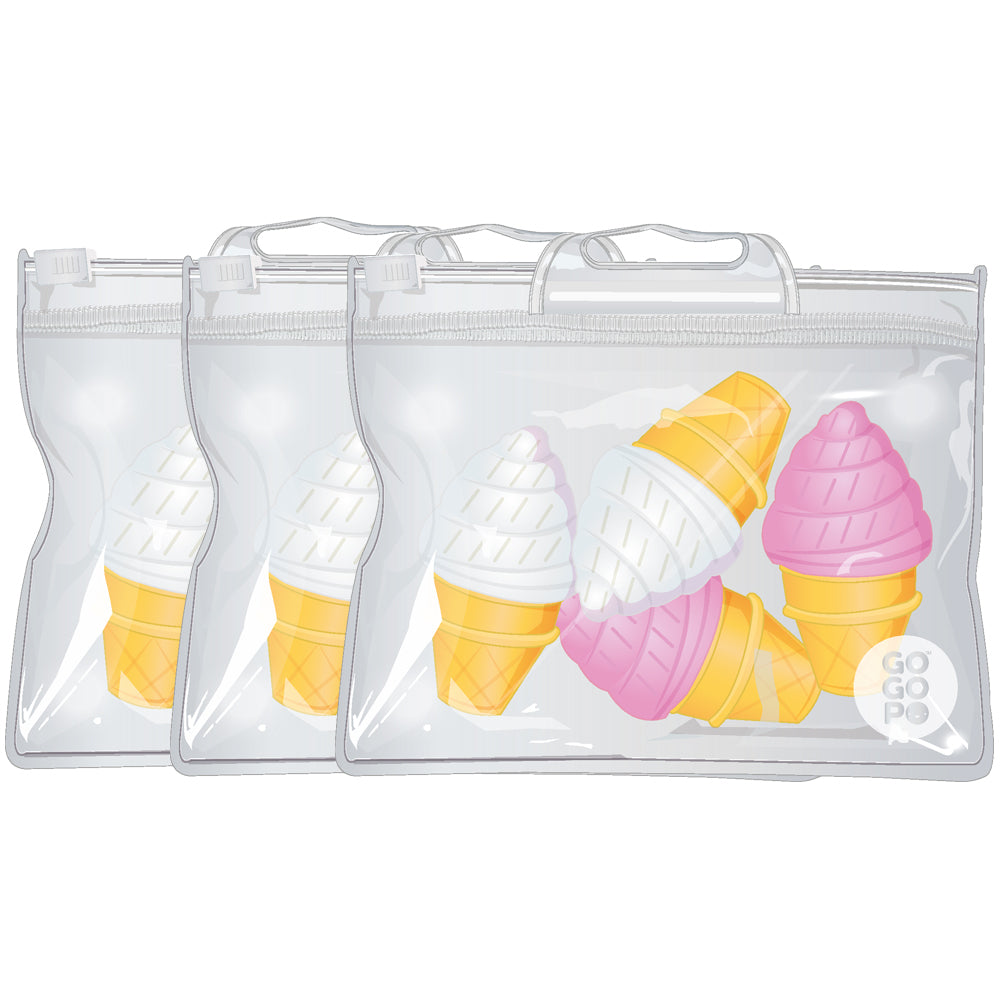 3PK GoGoPo Mini Ice Cream Erasers - Assorted
