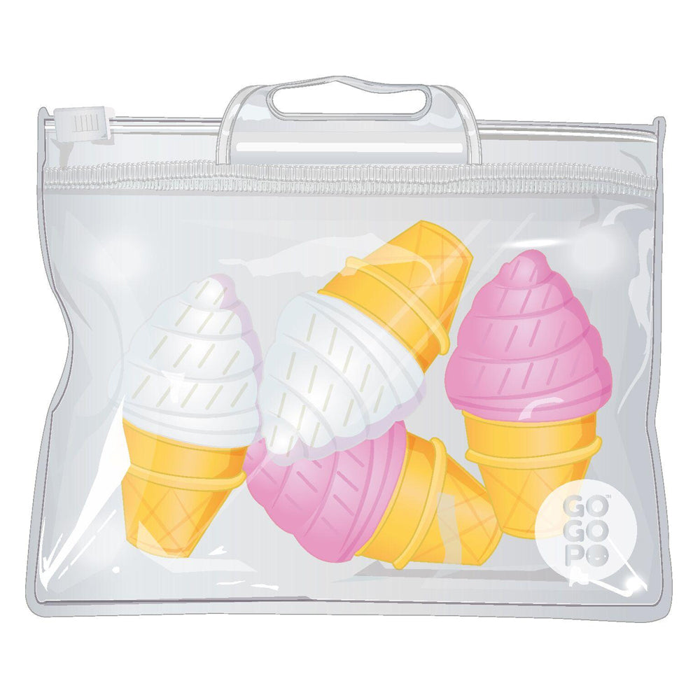 3PK GoGoPo Mini Ice Cream Erasers - Assorted
