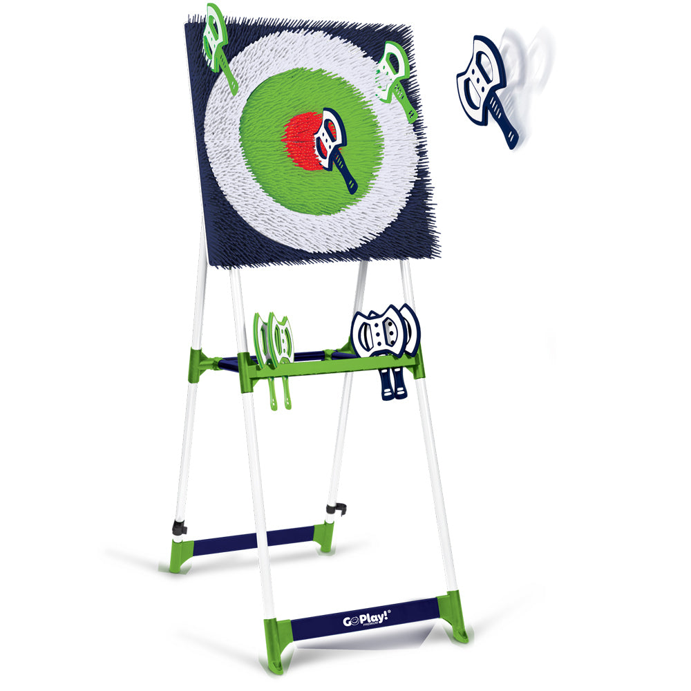 Go Play! Premium Axe Throw Board Metal frame w/ Safety Axes 8y+