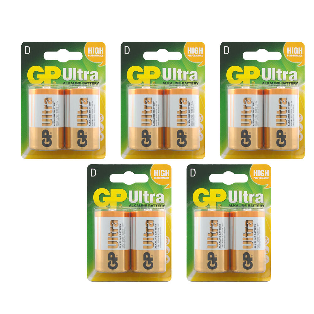 5x 2pc AgBoss GP Ultra Alkaline D Long Lasting Everyday Battery 1.5V