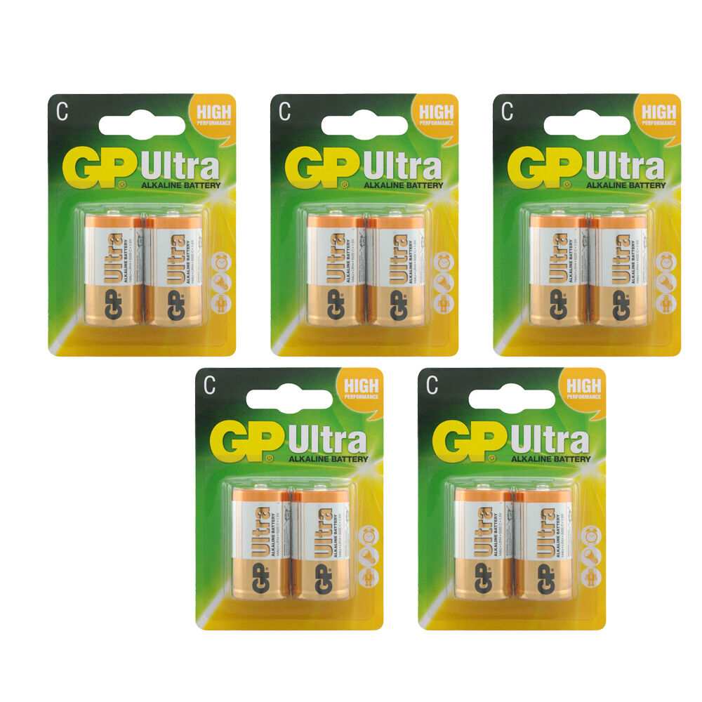 5x 2pc AgBoss GP Ultra Alkaline C Long Lasting Everyday Battery 1.5V