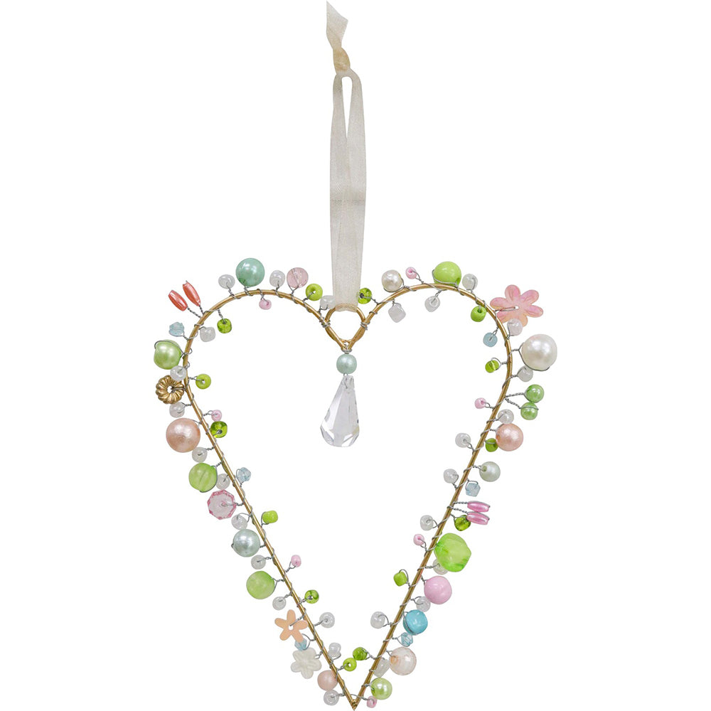 2PK LVD Beaded Heart Blossom Decorative Sculpture Home/Lounge Decor