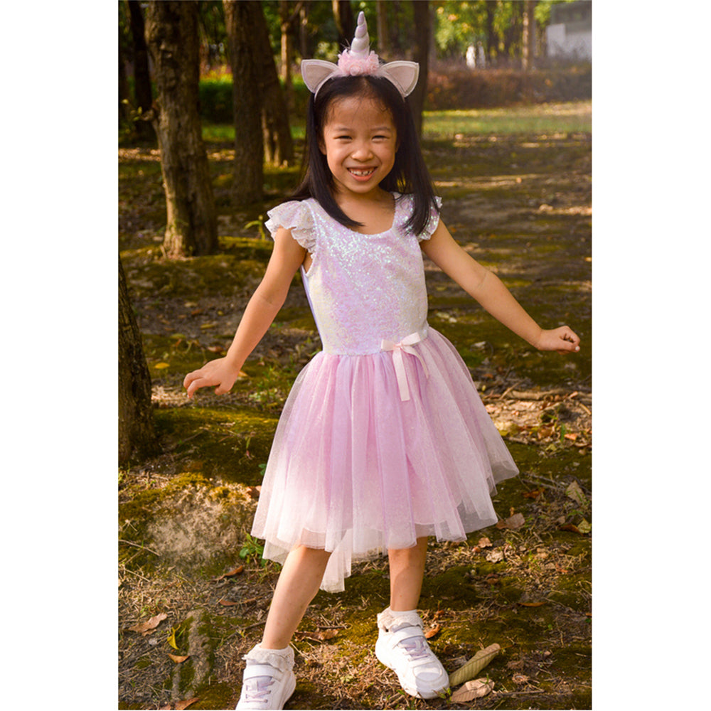 2pc Great Pretenders Sz 5-6 Dreamy Unicorn Dress/Headband Kids 5y+