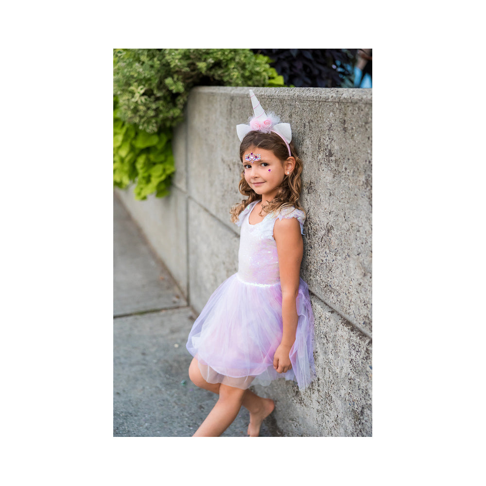 2pc Great Pretenders Sz 5-6 Dreamy Unicorn Dress/Headband Kids 5y+